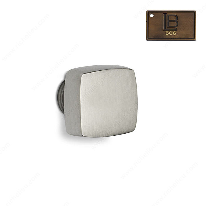 Transitional Brass Knob - C6, Finish Brushed Antique Brass, Type Cabinet Knob Square C6