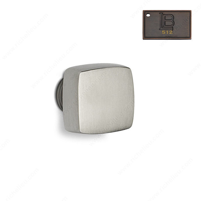 Transitional Brass Knob - C6, Finish Brushed Oil-Rubbed Bronze, Type Cabinet Knob Square C6