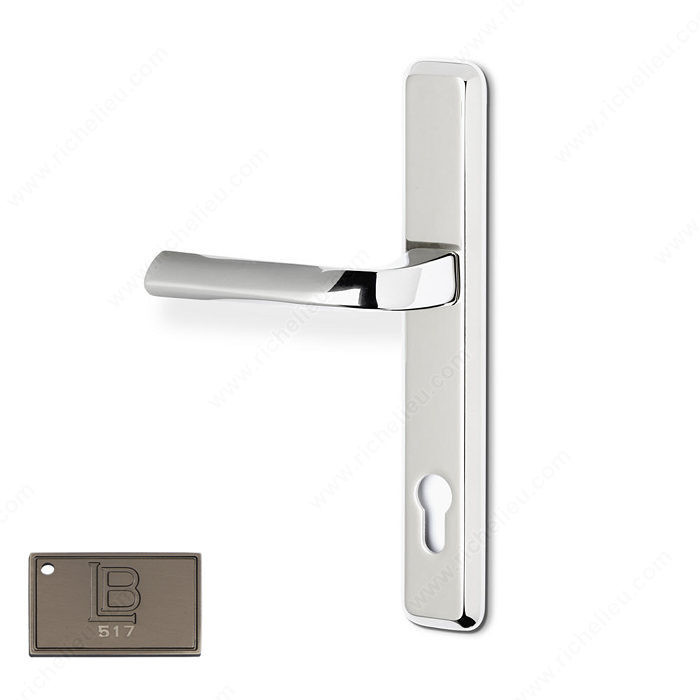 Left Hand Multipoint Patio Entry, European Cylinder, Lever L6 - New York, Finish Brushed Antique Nickel