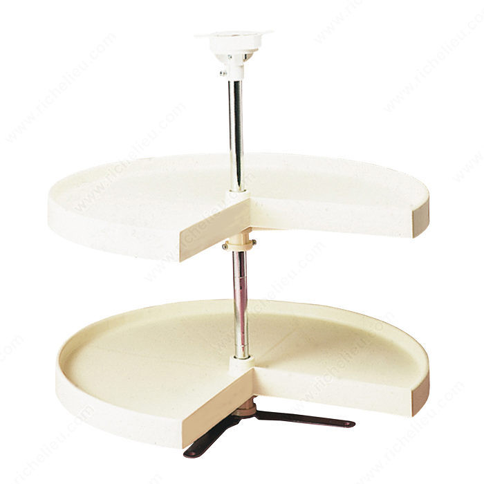 Set of Pie-Cut Trays with Complete Hardware, Tray Diameter 28 in, Finish Almond
