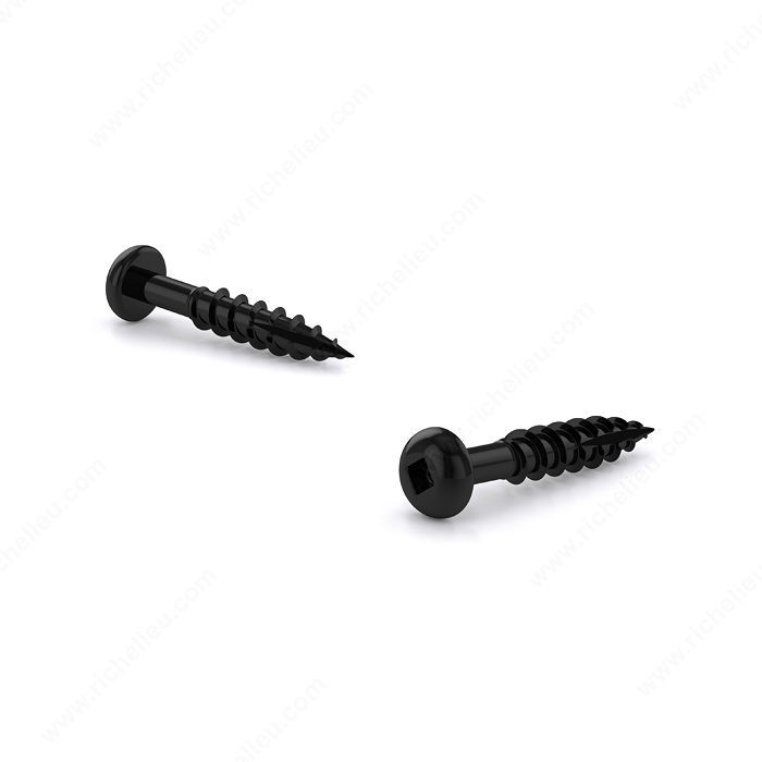 Black Zinc-Plated Wood Screw, Pan Head, Square Drive, Coarse Thread, Type 17 point, Black zinc plated, self- drilling assembly screw, Length 1 1/2 in