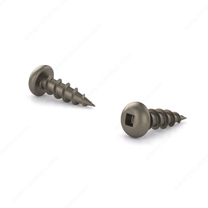 Plain Wood Screw, Pan Head, Square Drive, Coarse Thread, Regular Wood Point, Assembly screw without plating, Screw Size 6, Length 1/2 in, Drive Size #1 (Green)