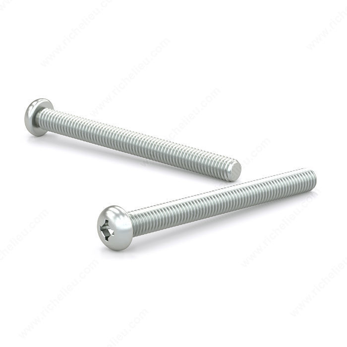 Zinc Plated Machine Screw, Pan Head, Quadrex Drive, TPI 24, Type B Point, Imperial screw with zinc plating, Length 3 in