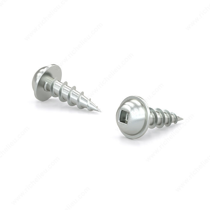 Zinc-Plated Wood Screw, Pan Washer Head, Square Drive, Coarse Thread, Regular Wood Point, Zinc plated pocket screw, Screw Size 8, Length 1/2 in, Threading Full thread