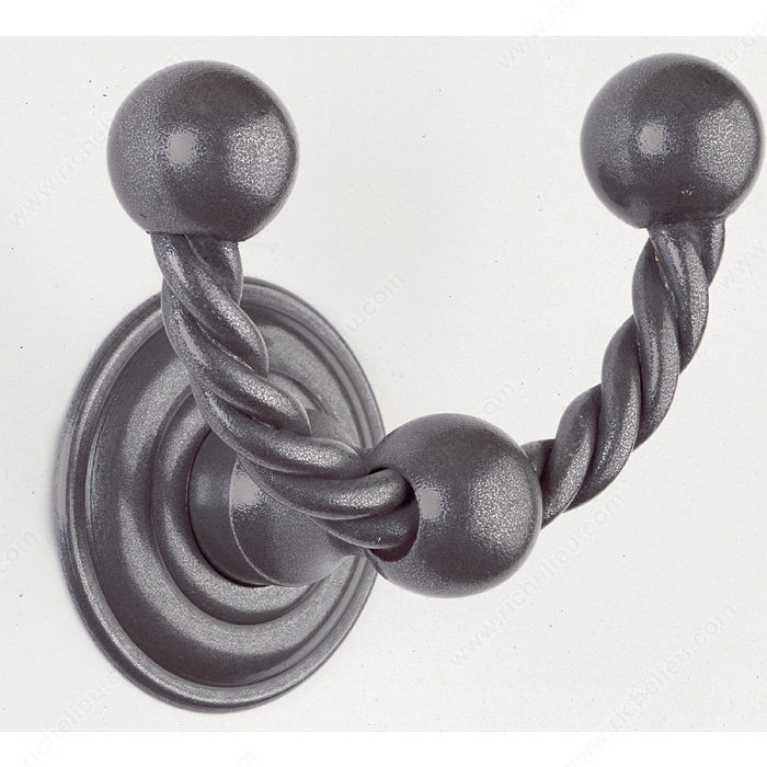 Riviera Series Hook, Finish Satin Steel, Projection - Overall Dimensions 2 3/8 in