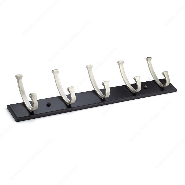 Contemporary Hook Rack - 1112, Board Finish Black, Finish Black / Brushed Nickel