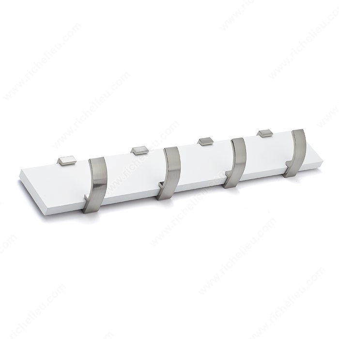 Contemporary Hook Rack - 1182, Board Finish White, Finish White / Brushed Nickel, Our Divisions Richelieu