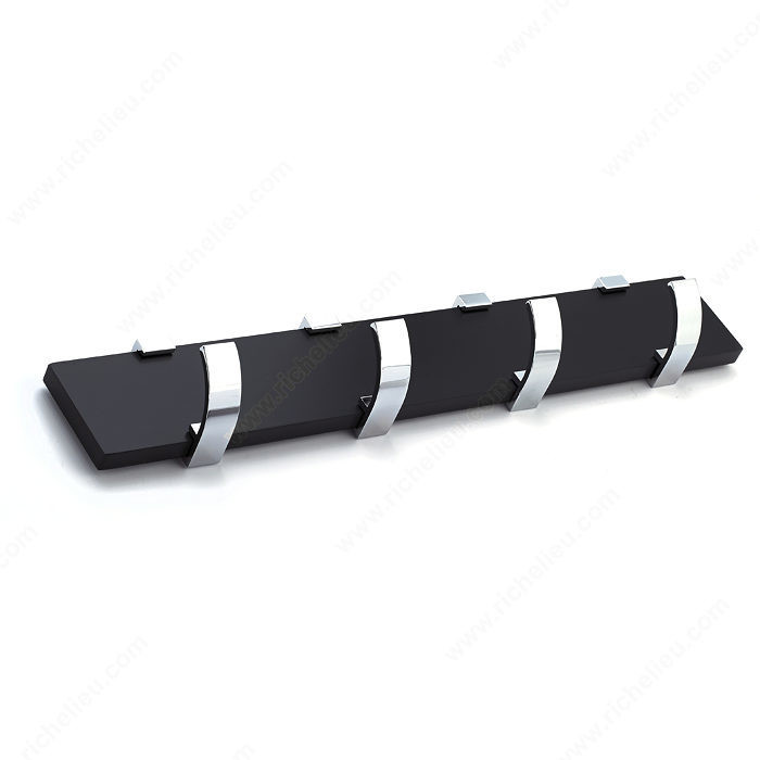 Contemporary Hook Rack - 1182, Board Finish Black, Finish Chrome / Black, Our Divisions Richelieu