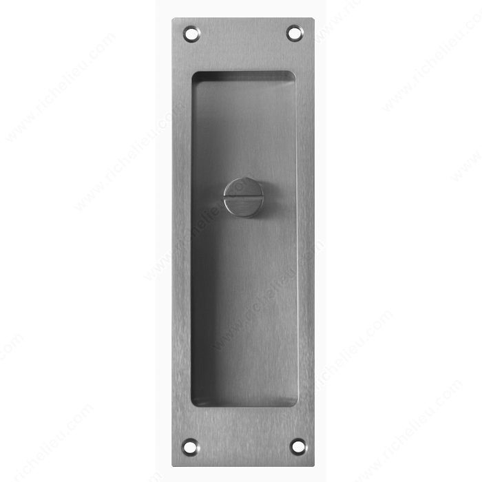 Privacy Flush Pull (Emergency Key) - Square Style, Door Thickness 1 3/4 in, Finish Brushed Chrome