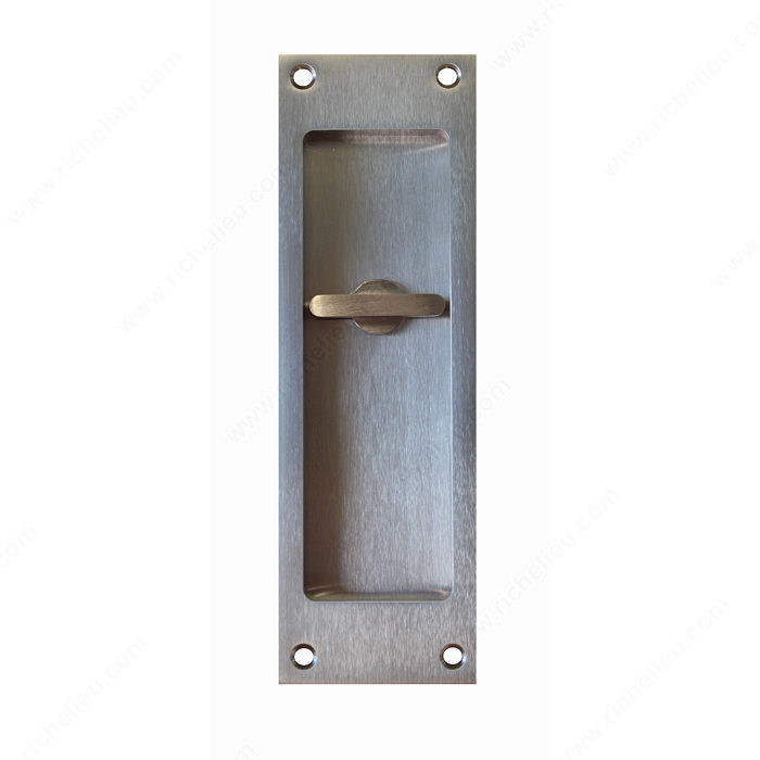 Privacy Flush Pull (Thumb Turn) - Square Style, Door Thickness 1 3/8 in, Finish Brushed Chrome