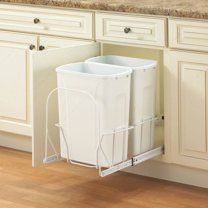 Bottom Mount Waste & Recycling Center, Total Capacity 54 qt, Depth 22 1/2 in, Height 18 1/2 in, Depth 22 in