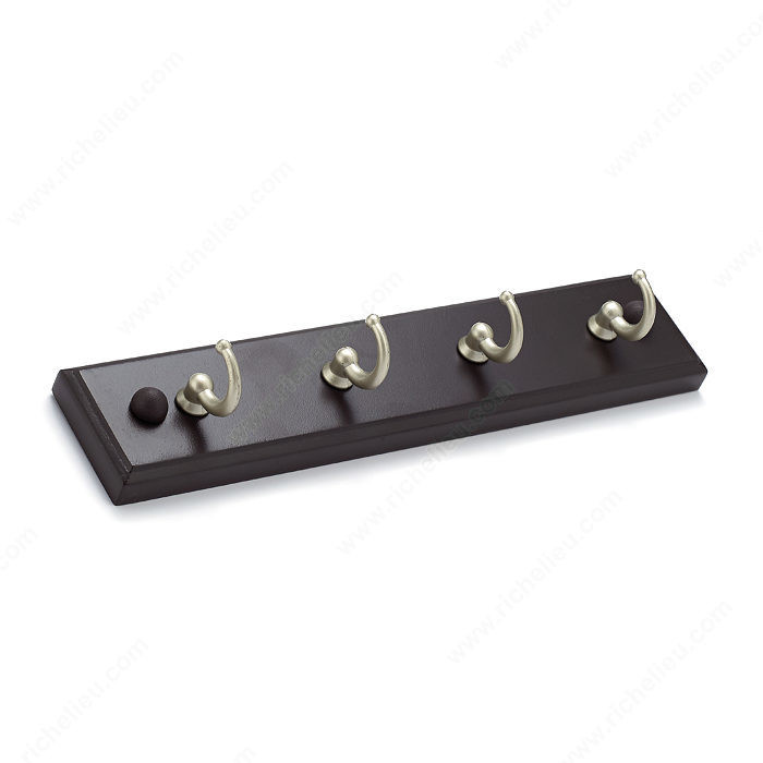 Utility Key hook - 35, Finish Matte Nickel / Espresso, Board Finish Espresso, Our Divisions Richelieu