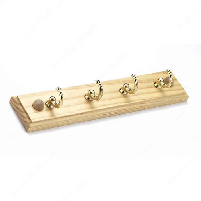 Utility Key hook - 35, Finish Brass / Maple, Board Finish Maple, Our Divisions Richelieu