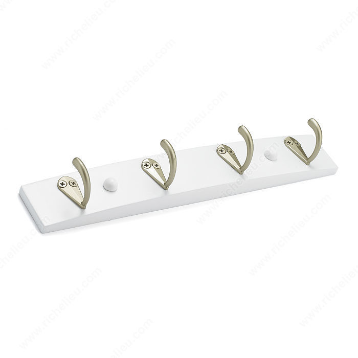 Utility Hook Rack - 334, Board Finish White, Finish Matte Nickel / White