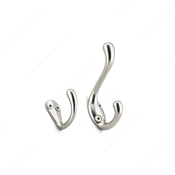 Utility Metal Hook - 606, Value pack includes 3 large and 3 small hooks., Finish Matte Nickel