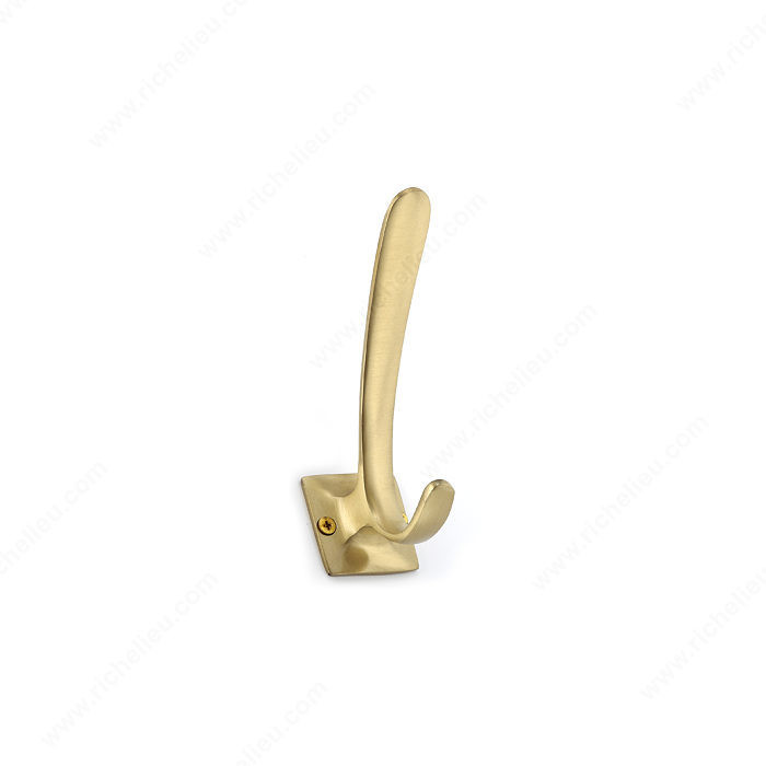 Contemporary Metal Hook - 6216, Finish Satin Brass