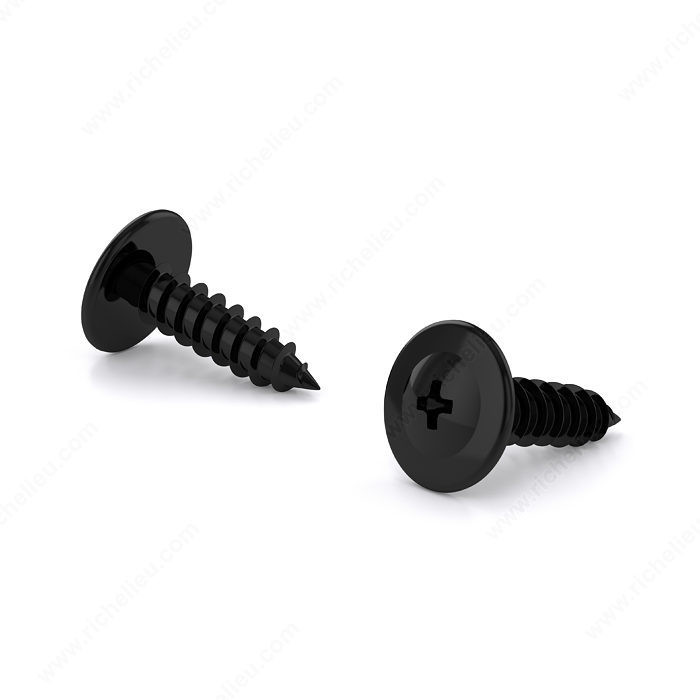 Black Zinc-Plated Wood Screw, Modified Truss Head, Phillips Drive, Regular Thread, Type A Point, Installation screw for slides and hardware,