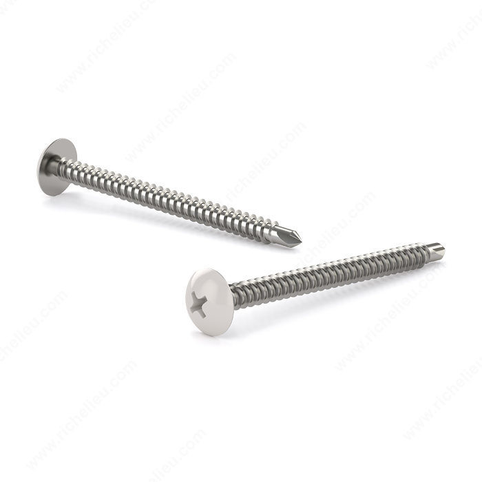Metal Screw, White Truss Head, Phillips Drive, Self-Tapping Thread, Self-Drilling Point, Self- drilling (TEK) screws with white colored head,
