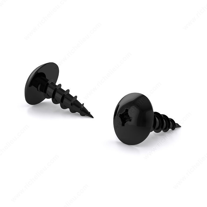 Black Zinc-Plated Wood Screw, Truss Head, Quadrex Drive, Coarse Thread, Regular Wood Point, Installation screw for slides and small hardware,