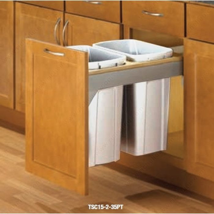 Soft-Closing Top-Mounting Waste Bin - 2 x 35 qt.,
