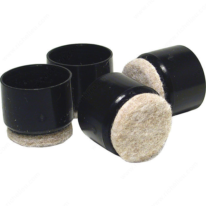 Fused Felt on Plastic Leg Tips, Diameter 25 mm, Finish Beige / Black