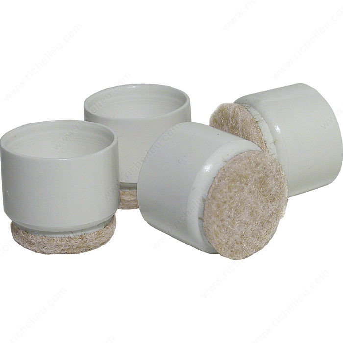 Fused Felt on Plastic Leg Tips, Diameter 32 mm, Finish Beige / White