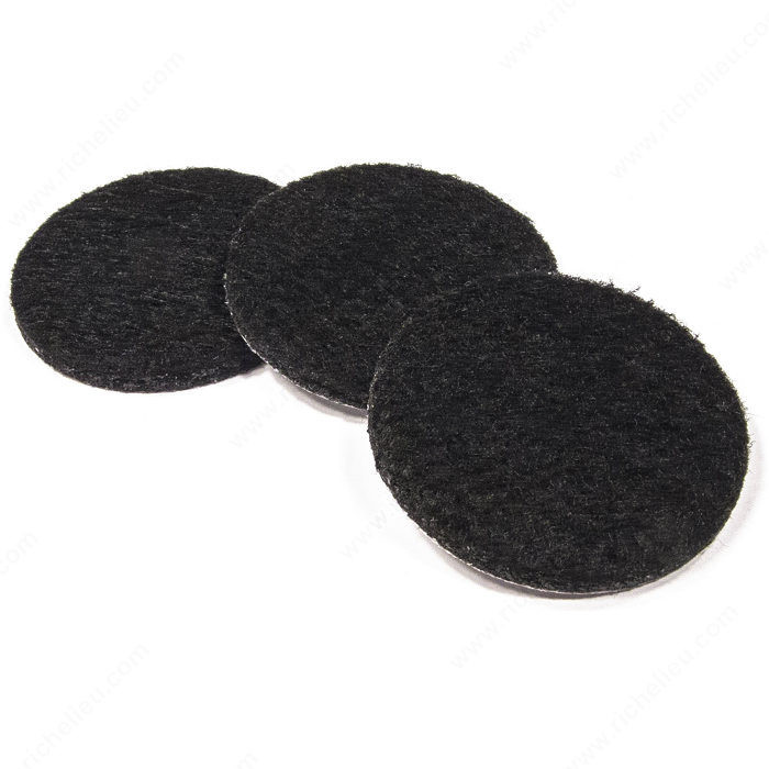ECO FELTAC Round Felt Pads, Diameter 1 7/8 in, Finish Black