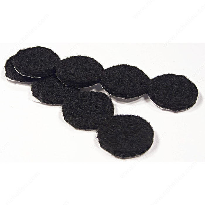 ECO FELTAC Round Felt Pads, Diameter 1 in, Finish Black