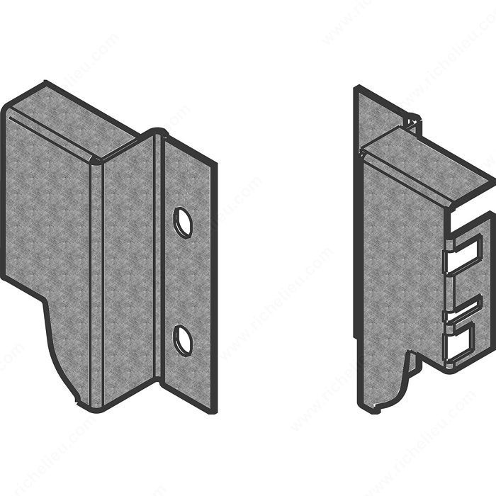 Chipboard Back Fixing Brackets for Drawer Height M (83mm, 3-1/4), Finish Nickel PRO-PACK 3
