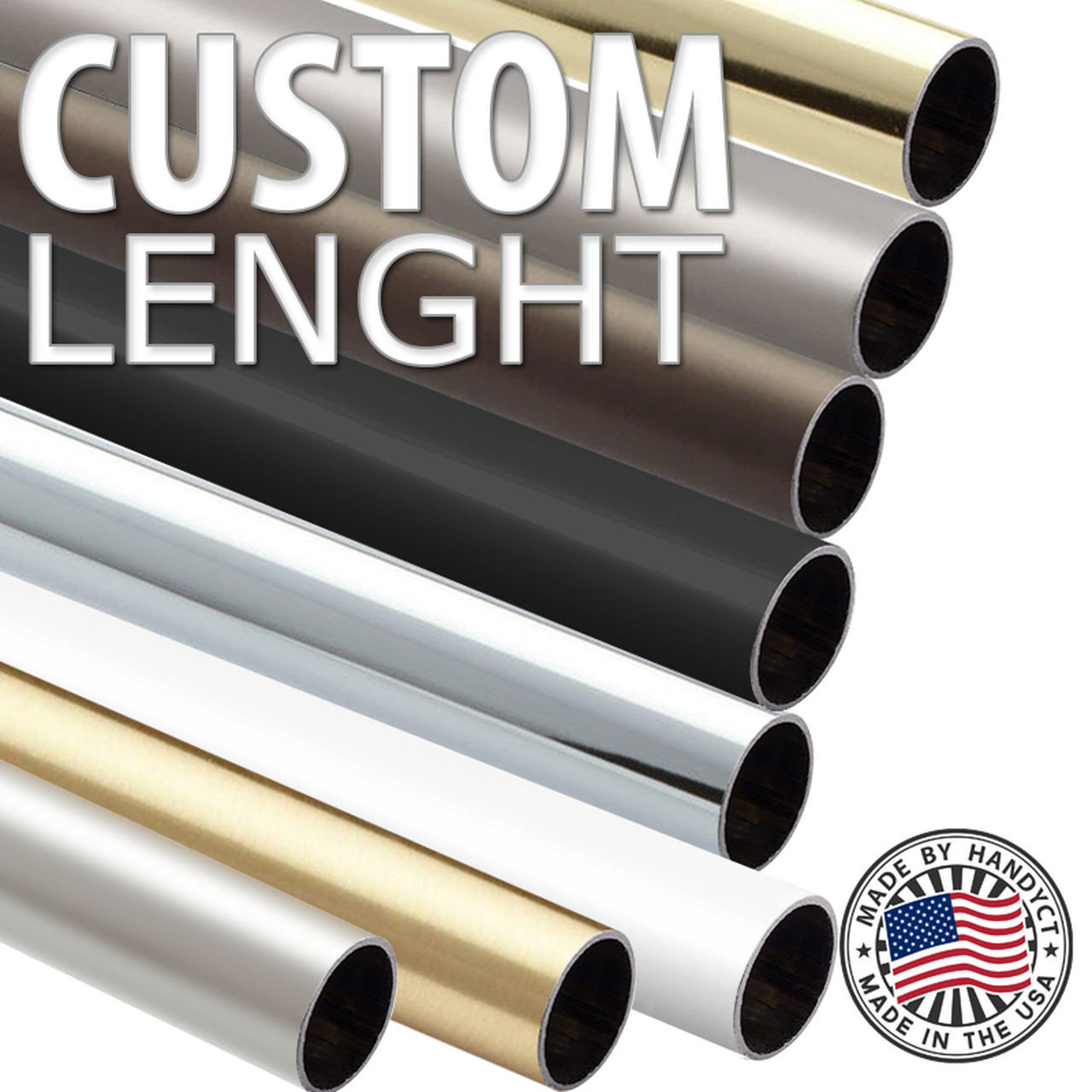ROUND Aluminum CLOSET ROD Exact size cut, 1-5/16"DIA, Choose your color and length