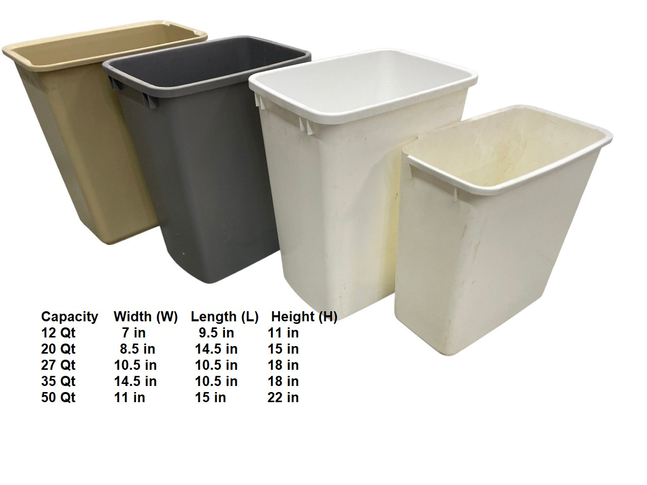 Trash Replacement Baskets Trash Can 4 10 12 20 27 30 35 36 50Qt Kitchen Plastic WASTE Basket , Choose Size