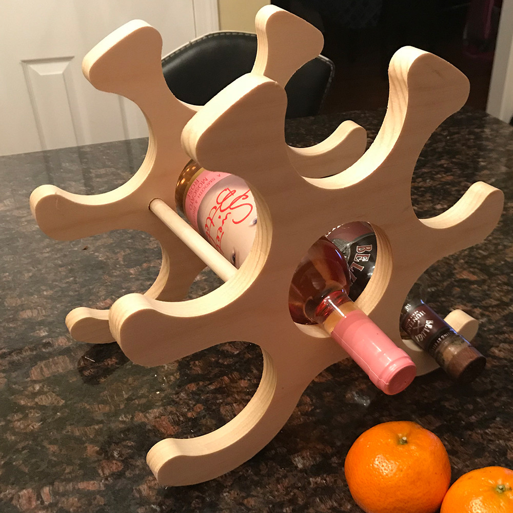 Wine Rack Wood- 6 Bottles "SIXTOPUS"