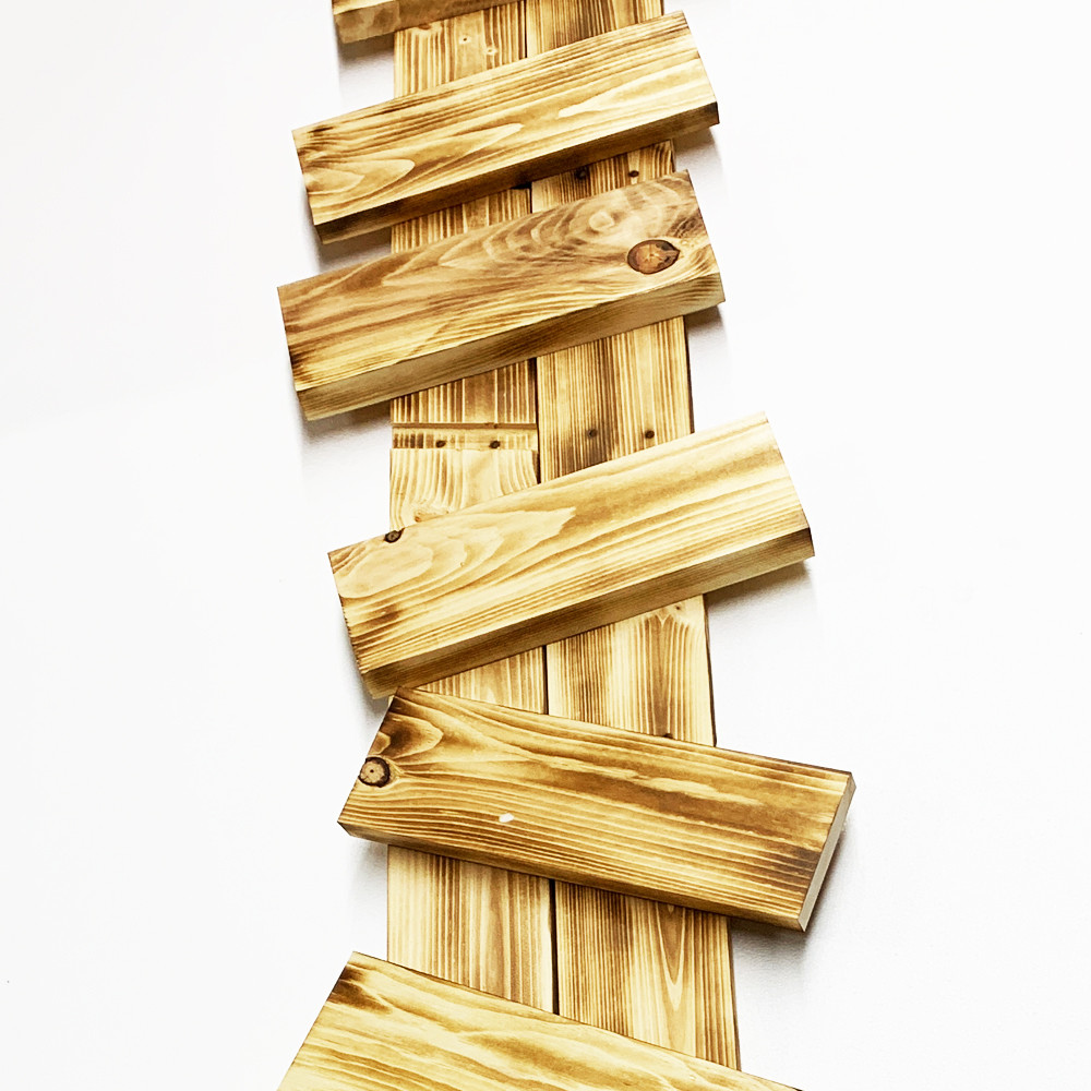 Burned wood Unfinished, Pine Wood Ladder, Library Ladder, Unassembled - MD1BUR