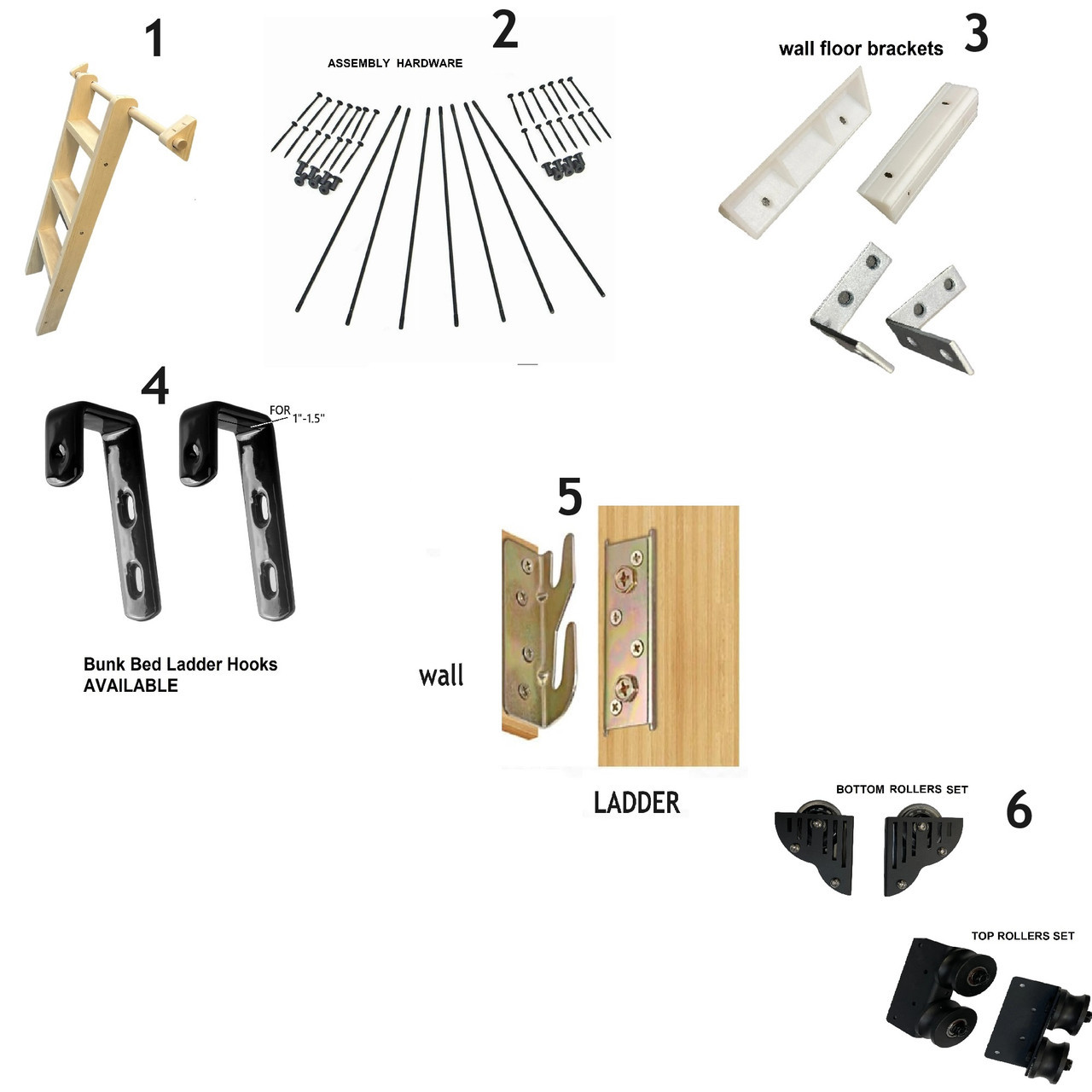 Replacement Parts for TFK Ladders, Choose your parts, Hooks,Rods,Mounting and assembly hardware