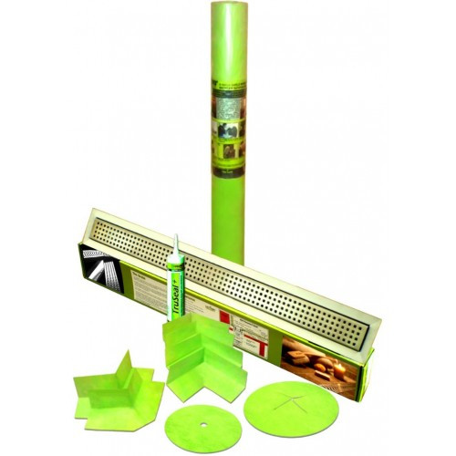 220 Sqft Shower Kit with Linear Drain, Classic Style Grate , 34" Drain Length