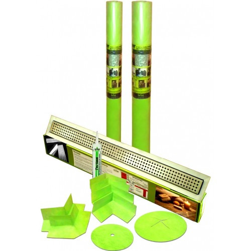 275 Sqft Shower Kit with Linear Drain, Tile-in/Tileable Style Grate, 34" Drain Length