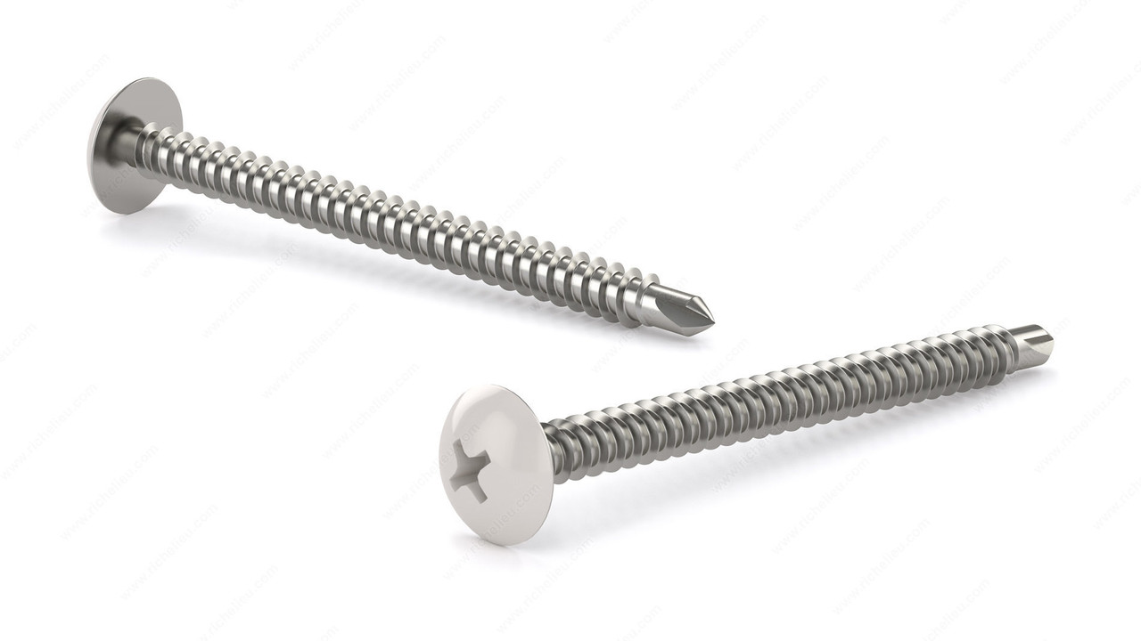 Metal Screw, White Truss Head, Phillips Drive, Self-Tapping Thread, Self-Drilling Point, box 1500unid