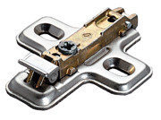 Clip-On Hinge Mounting Plates, Stamped Steel, 6MM, Open Hole Wood Screw