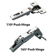 165D Push to Open "Self-Opening" Hinges, Full Overlay-110D, Press-In Dowel