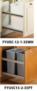 White KV USC15-2-35WH Bottom Mount Trash Pull-Outs with Soft Close, 14-13/16W