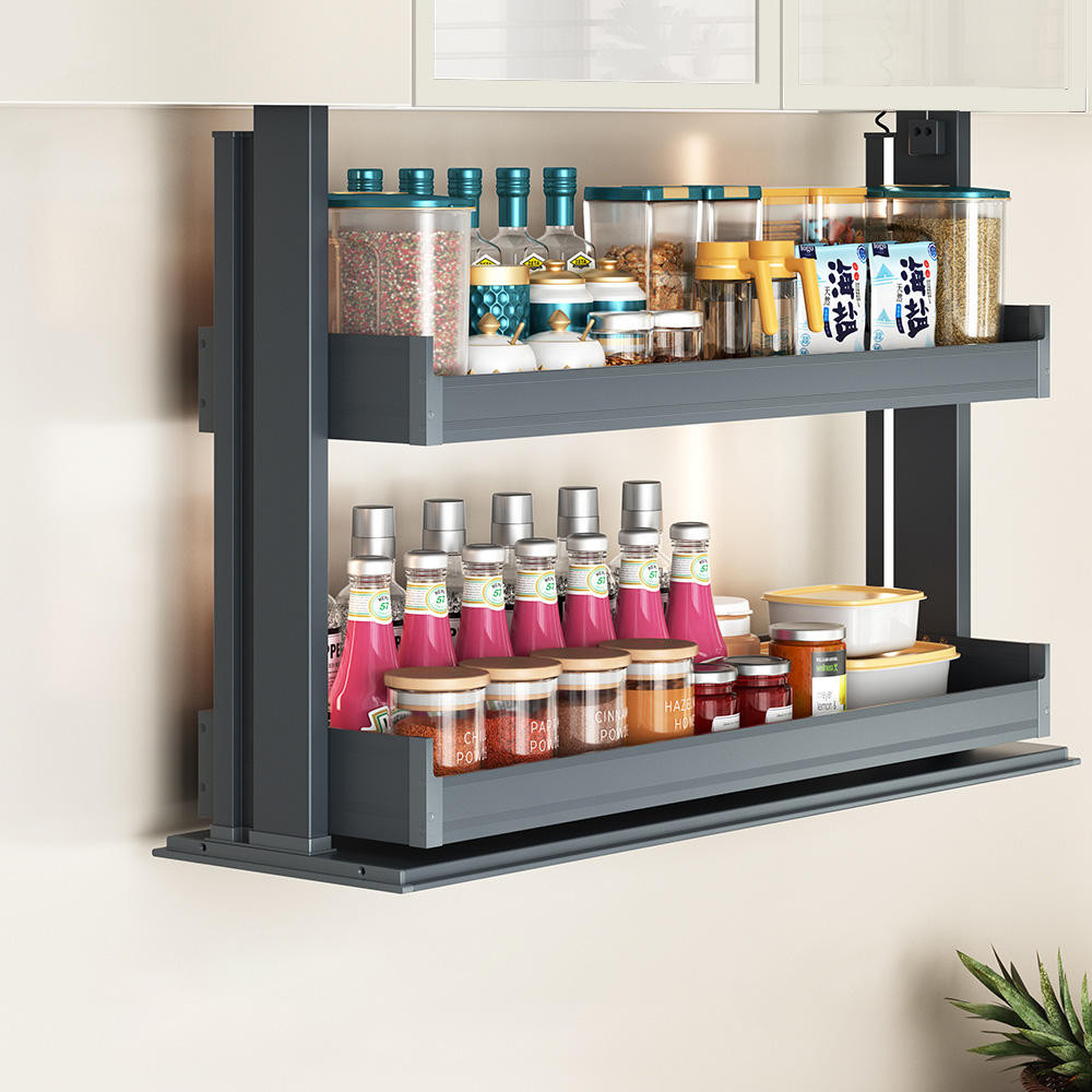 Touch Controlled Motorized pull down Lift cabinet shelf “ShlideCN” 120v for Kitchen cabinets, 22"Wide 27"High 10"Deep