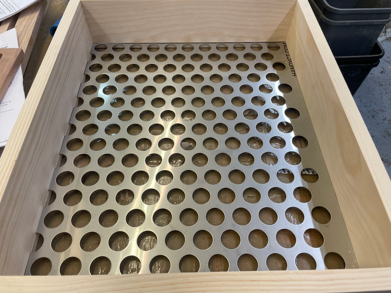 Pull Out Vegetable Drawer Racks -Produce Drawer Box, Vented Bottom , Perforated Stainless steel, Choose sizes and material. "Vegy Drawer"