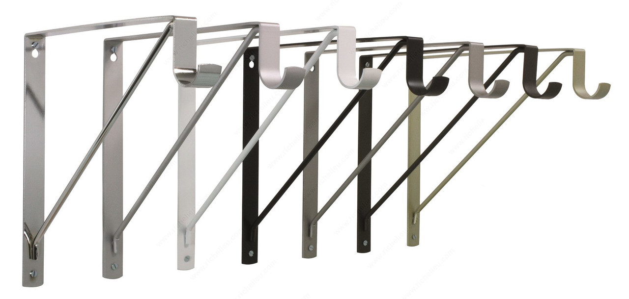 Wall Closet Shelf & Rod Support Bracket- Choose Your Color and Profile Oval Or Round / Shape for OVAL or ROUND closet wardrobe rod tubing