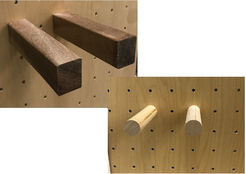 Wood Pegs for Wall-Mounted"NARGIZA" Wine Rack . Choose Your Shape Model and Material.