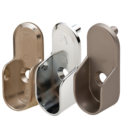 Oval Closet Rod End Support Flange With Pins ForOval Wardrobe Tubing - Choose Your Color